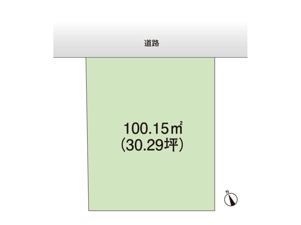 八ケ崎８（馬橋駅）　２１８０万円 土地価格2180万円、土地面積100.15m<sup>2</sup> 広々した公道に面した現地区画図。