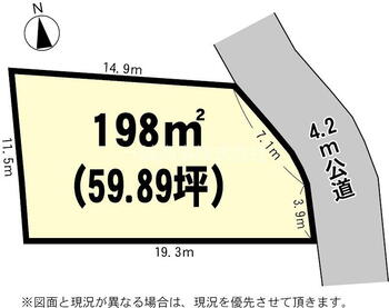 島名（万博記念公園駅）　６５０万円 土地価格650万円、土地面積198m<sup>2</sup> 