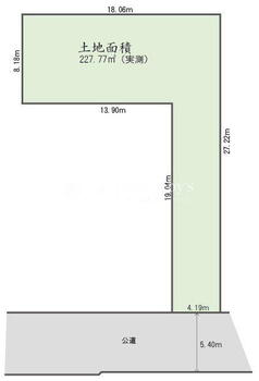 洗足２（洗足駅）　１億９８００万円 土地価格1億9800万円、土地面積227.77m<sup>2</sup> 図面と現況が異なる場合は現況優先とさせていただきます。