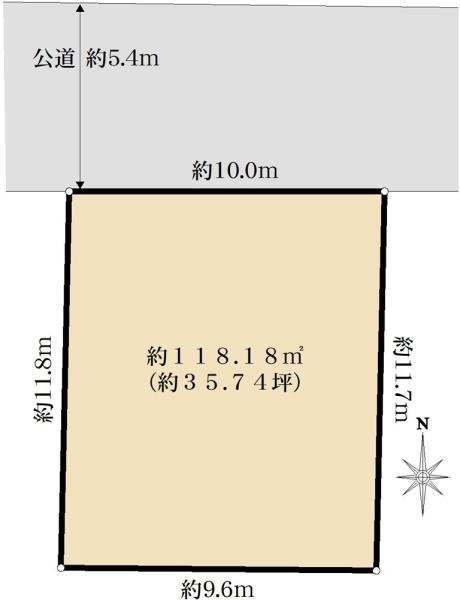 東３（国立駅）　６７００万円 土地価格6700万円、土地面積118.18m<sup>2</sup> 区画図