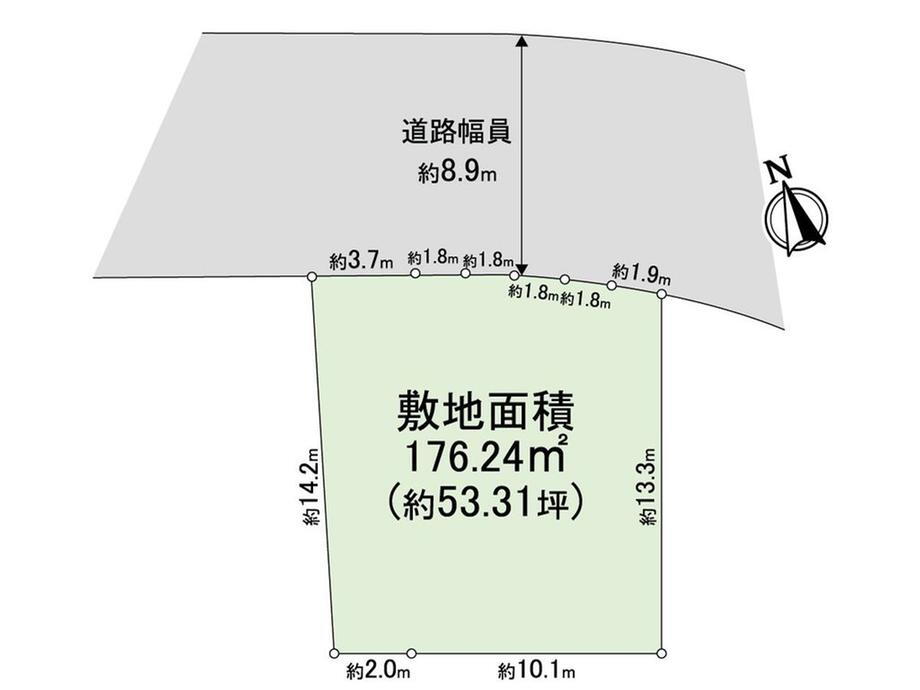 松風台（香川駅）　３３８０万円 土地価格3380万円、土地面積176.24m<sup>2</sup> 地型図