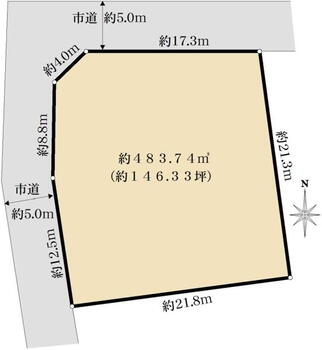 桜町２（武蔵小金井駅）　２億８０００万円 土地価格2億8000万円、土地面積483.74m<sup>2</sup> 区画図