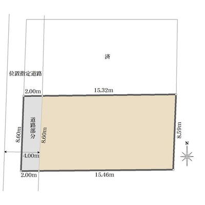 花小金井南町３（花小金井駅）　４９８０万円 土地価格4980万円、土地面積132.25m<sup>2</sup> 区画図