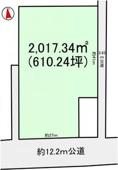 東石岡４（石岡駅）　７３２０万円 土地価格7320万円、土地面積2017.34m<sup>2</sup> 区画図