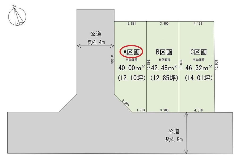 大森西１（平和島駅）　３９３０万円 土地価格3930万円、土地面積40m<sup>2</sup> 区画図
