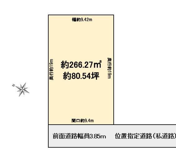 西町２（亀田駅）　１２７０万円 土地価格1270万円、土地面積176.18m<sup>2</sup> 現地実測により作成