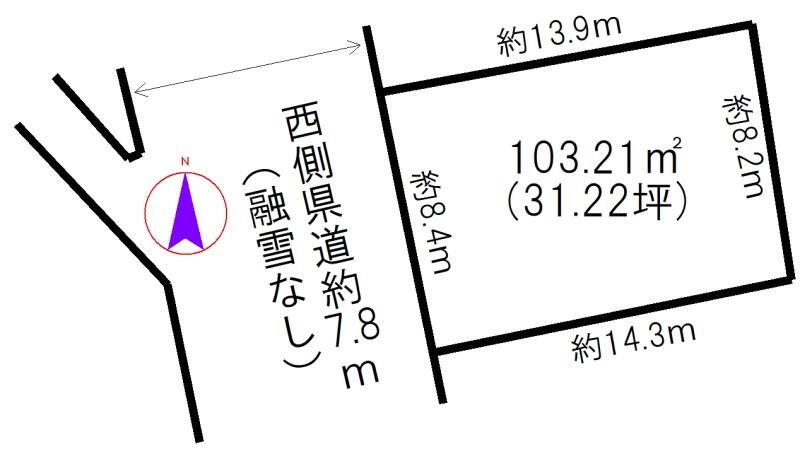 大泉（南富山駅）　４２０万円 土地価格420万円、土地面積103.21m<sup>2</sup> 土地図