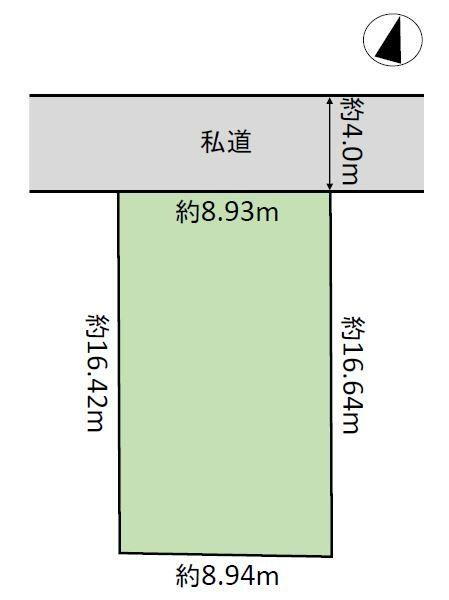 坂井（新潟大学前駅）　１１８０万円 土地価格1180万円、土地面積151.55m<sup>2</sup> 区画図