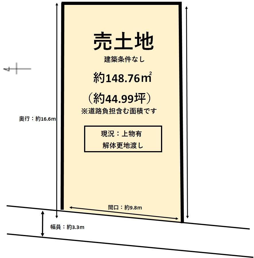 巻甲（巻駅）　３８６万円 土地価格386万円、土地面積148.76m<sup>2</sup> 敷地面積には、道路面積が含まれております。