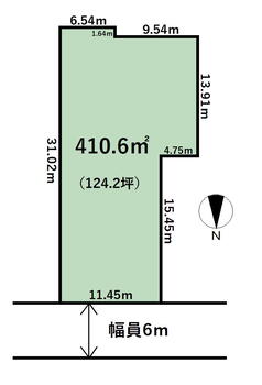 星井町１（上本町駅）　４３５０万円 土地価格4350万円、土地面積410.6m<sup>2</sup> 売主様にて解体更地渡し