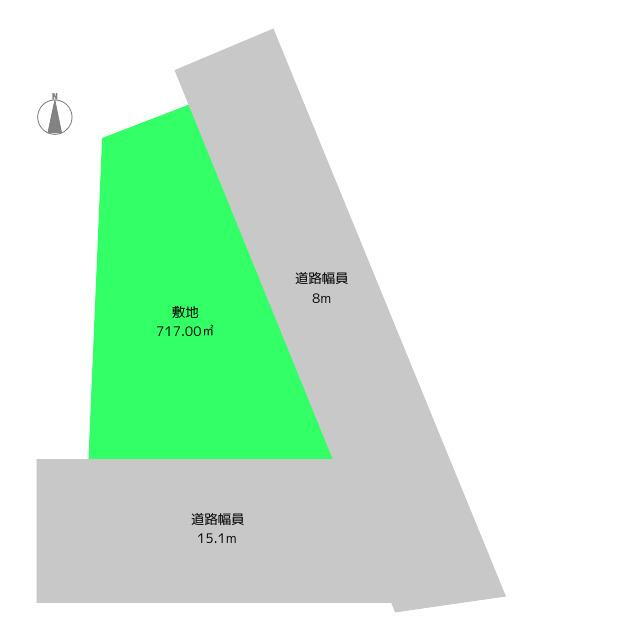 三ケ（小杉駅）　２５９８万円 土地価格2598万円、土地面積717m<sup>2</sup> おおよその土地寸法図です