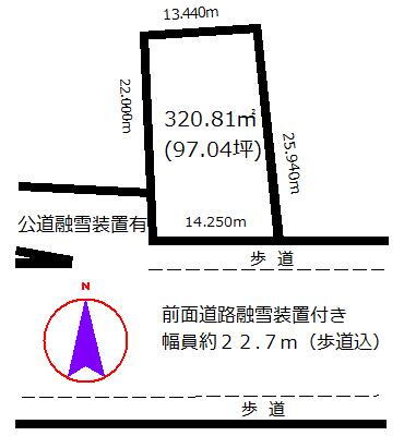 下熊野（布市駅）　１９８万円 土地価格198万円、土地面積320.81m<sup>2</sup> 寸法図