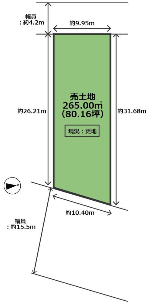 曽和（内野駅）　１０５０万円 土地価格1050万円、土地面積265m<sup>2</sup> 区画図