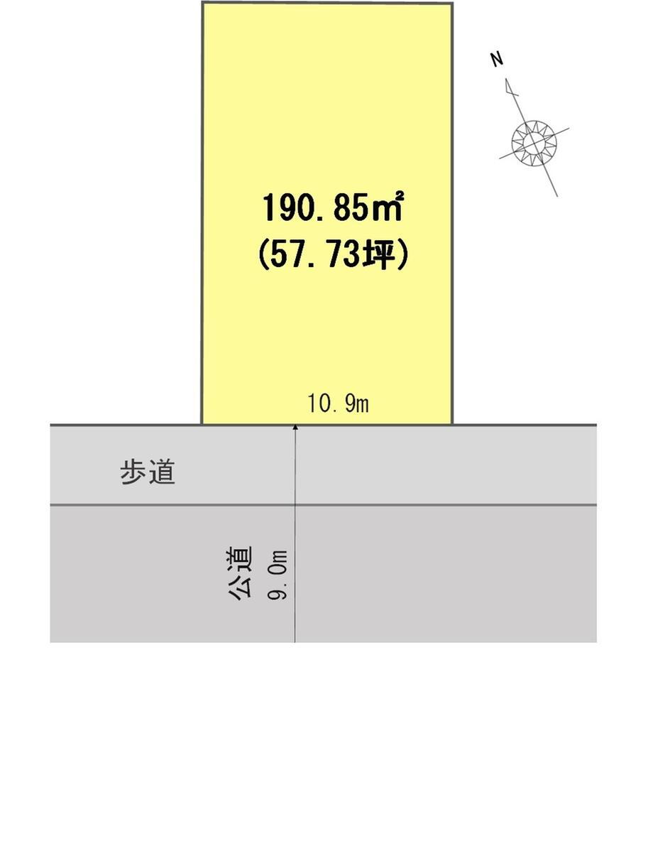 秋吉（不二越駅）　９５０万円 土地価格950万円、土地面積190.85m<sup>2</sup> 南向きの敷地で日当たり良好。山室小学校まで徒歩約9分。広々前面道路9ｍ。小さなお子様との歩行も安全。