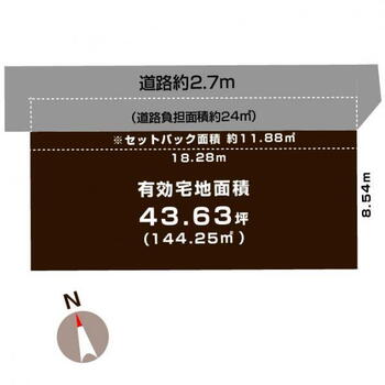 浜浦町１（関屋駅）　９００万円 土地価格900万円、土地面積156.13m<sup>2</sup> ・セットバック要 約11.88m<sup>2</sup><BR>・有効宅地面積　144.25m<sup>2</sup>（約43.63坪）<BR>・私道負担 約24m<sup>2</sup><BR>・確定測量後お渡し