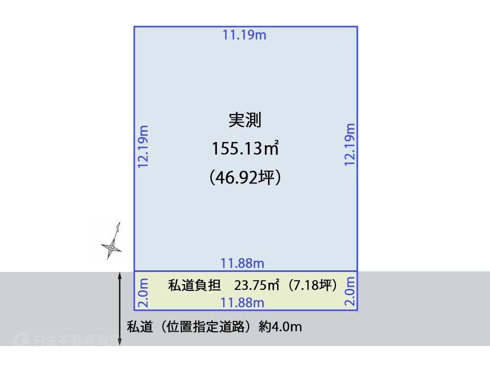 近江３　１８７６万円 土地価格1876万円、土地面積155.13m<sup>2</sup> 