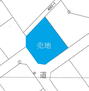 西八幡　７５０万円 土地価格750万円、土地面積219.42m<sup>2</sup> 青色の形状の土地です