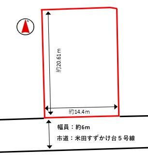 米田すずかけ台１　８８０万円 土地価格880万円、土地面積296.42m<sup>2</sup> 