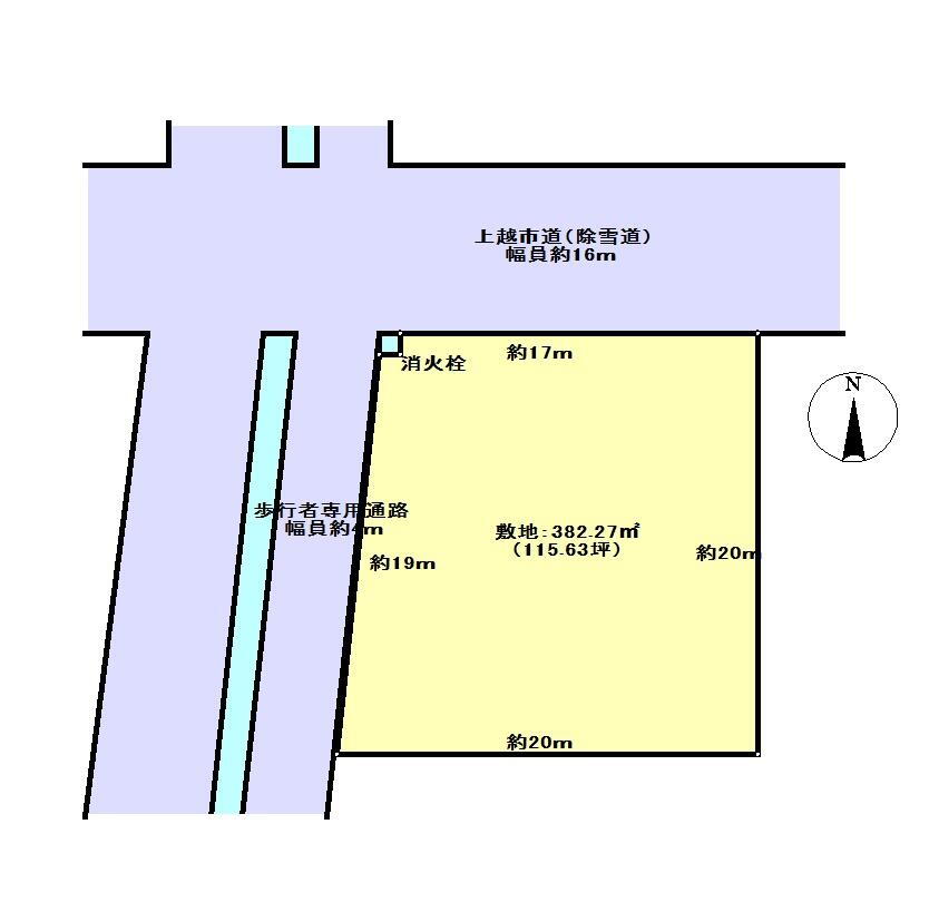 平成町（高田駅）　１３９０万円 土地価格1390万円、土地面積382.27m<sup>2</sup> 区画図（概略）