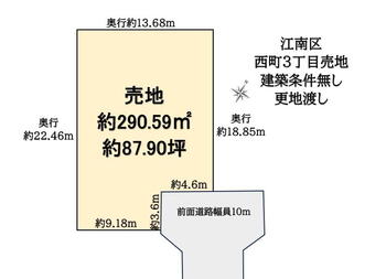 西町３（亀田駅）　２０００万円 土地価格2000万円、土地面積290.59m<sup>2</sup> 