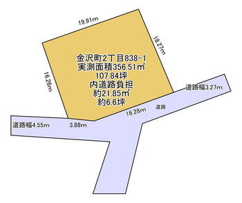 金沢町２（東新津駅）　１０００万円 土地価格1000万円、土地面積356.51m<sup>2</sup> 