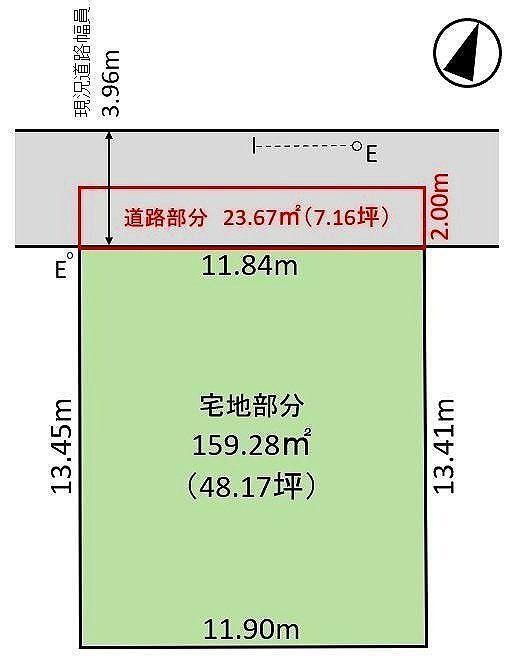 女池３　１５９０万円 土地価格1590万円、土地面積159.28m<sup>2</sup> 区画図