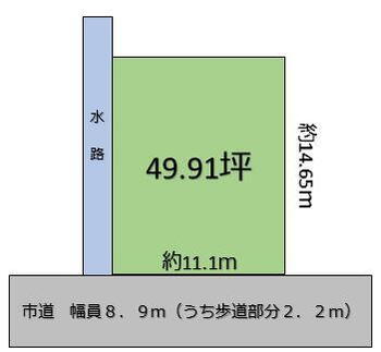 緑町（五泉駅）　６３０万円 土地価格630万円、土地面積165m<sup>2</sup> 区画図