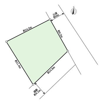 岡田字釜谷（長浦駅）　１０００万円 土地価格1000万円、土地面積166.16m<sup>2</sup> ～地型図～