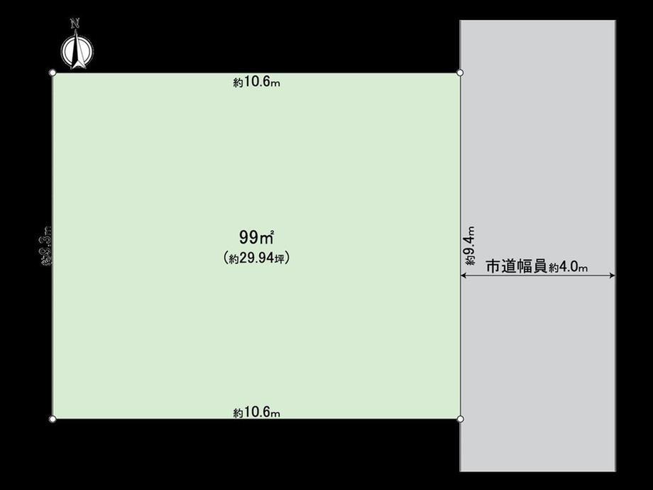 上条町７（春日井駅）　１０９０万円 土地価格1090万円、土地面積99m<sup>2</sup> 区画図