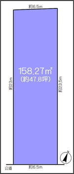 吉岡町３（旭前駅）　１９８０万円 土地価格1980万円、土地面積158.27m<sup>2</sup> 地積約４７.８坪、間口約６．５ｍの整形地です