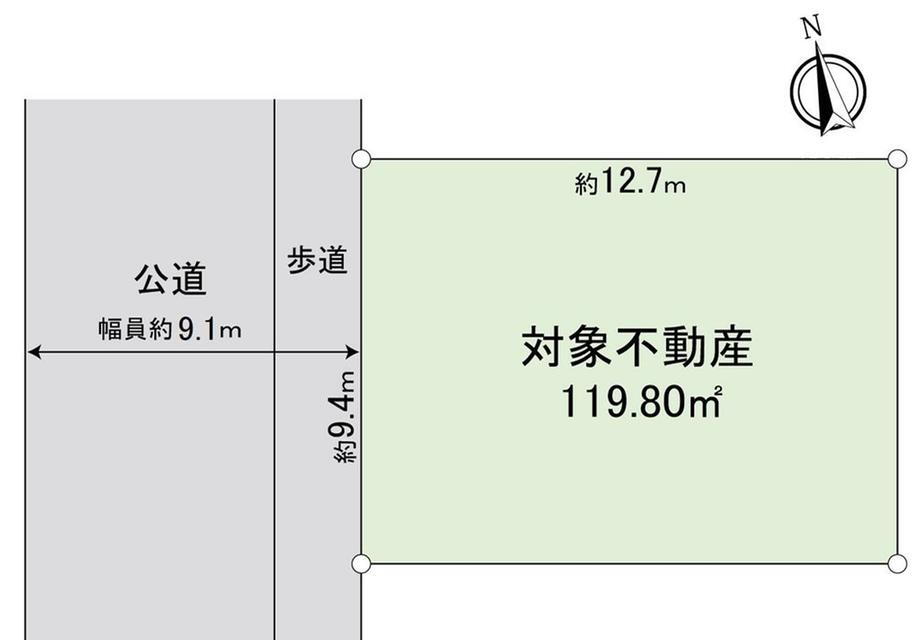 愛知町（黄金駅）　２７００万円 土地価格2700万円、土地面積119.8m<sup>2</sup> 区画図