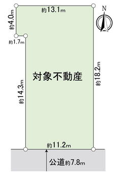 七反野２（戸田駅）　１９８０万円 土地価格1980万円、土地面積214.47m<sup>2</sup> 地形図