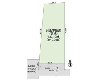 前浜町（香櫨園駅）　５３８０万円 土地価格5380万円、土地面積133.1m<sup>2</sup> 敷地区画図