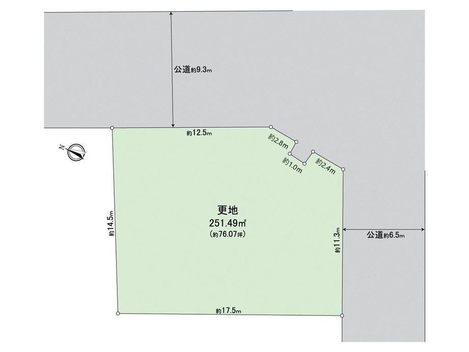 赤坂台５　３１８０万円 土地価格3180万円、土地面積251.49m<sup>2</sup> 地形図