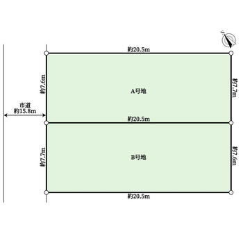 北五葉１（西鈴蘭台駅）　２３８０万円 土地価格2380万円、土地面積158.14m<sup>2</sup> 地型図