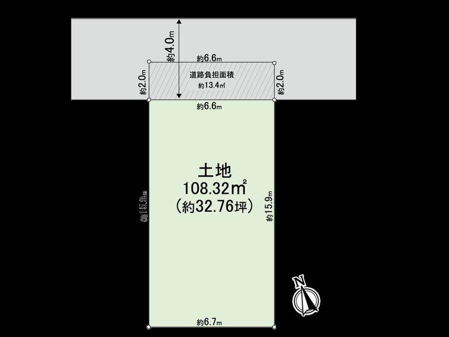 中川３（今里駅）　２７８０万円 土地価格2780万円、土地面積108.32m<sup>2</sup> 区画図
