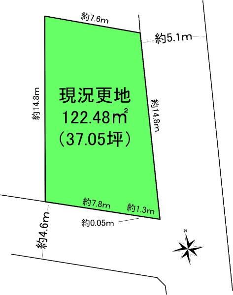 御殿山４（宝塚駅）　２３８０万円 土地価格2380万円、土地面積122.48m<sup>2</sup> 地形図です♪