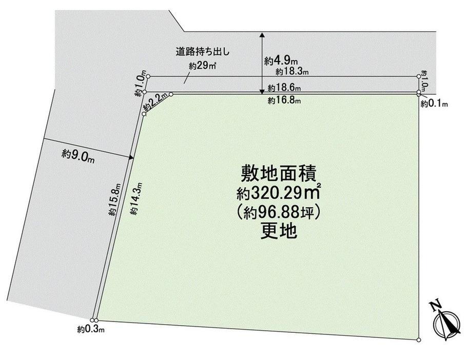 楠ケ丘（三日市町駅）　１９８０万円 土地価格1980万円、土地面積320.29m<sup>2</sup> 区画図