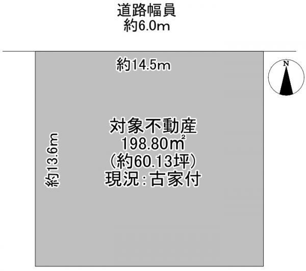西山和気（樟葉駅）　２９８０万円 土地価格2980万円、土地面積198.8m<sup>2</sup> 間口約14.5ｍの整形地です。