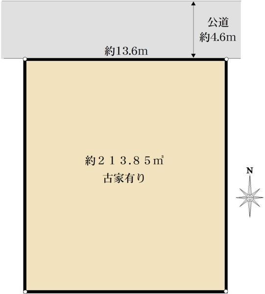 大池２（茨木市駅）　６４８０万円 土地価格6480万円、土地面積213.85m<sup>2</sup> 区画図