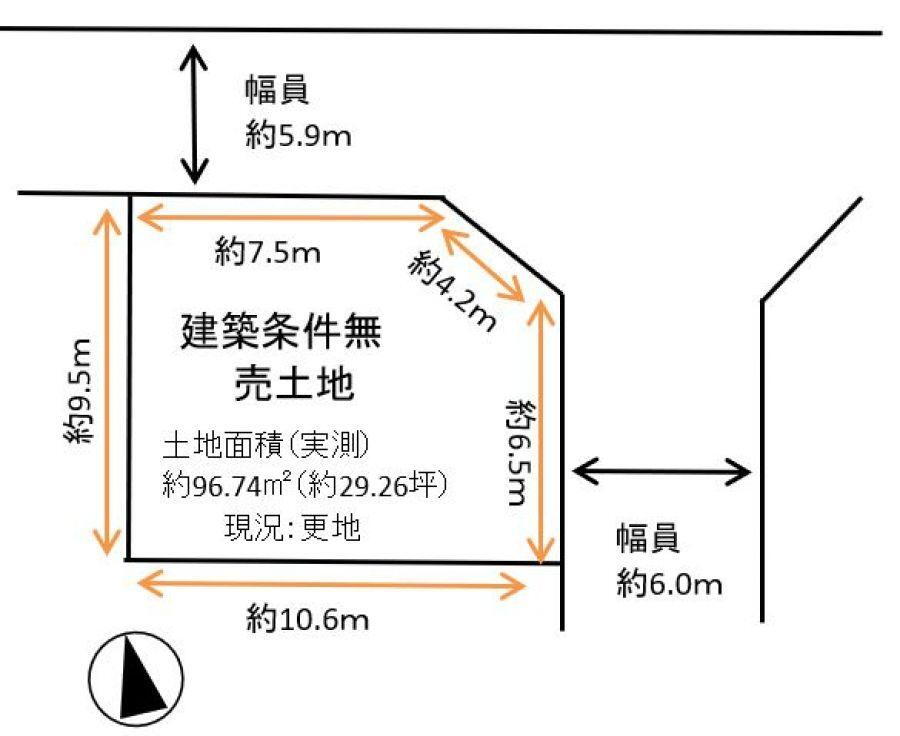 西京極午塚町（西京極駅）　３５００万円 土地価格3500万円、土地面積96.74m<sup>2</sup> 北東の角地につき開放感のある物件です。幅広いプランをご検討ください。