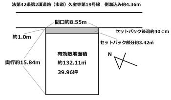 東久宝寺３（久宝寺口駅）　２７００万円 土地価格2700万円、土地面積135.53m<sup>2</sup> ！間口約8.55ｍ、奥行き約15.84ｍ