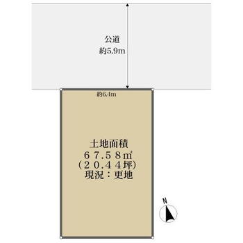 吉田神楽岡町（元田中駅）　２３８０万円 土地価格2380万円、土地面積67.58m<sup>2</sup> 間取り図