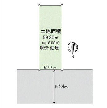 中三国ヶ丘町７（堺市駅）　１８８０万円 土地価格1880万円、土地面積59.8m<sup>2</sup> 区画図