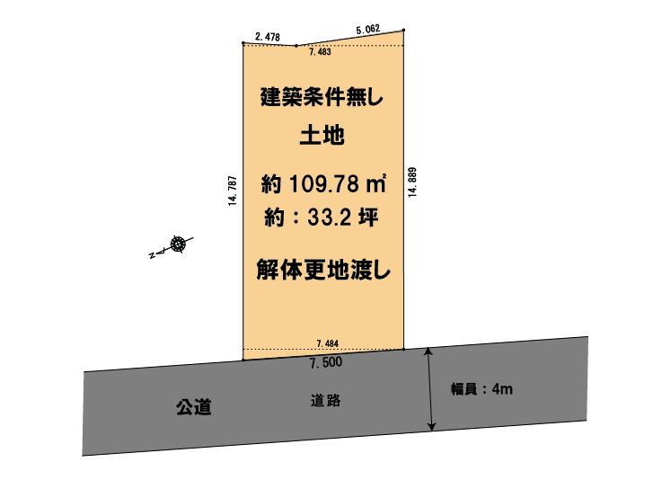 上野西３（少路駅）　３９８５万円 土地価格3985万円、土地面積109.78m<sup>2</sup> 
