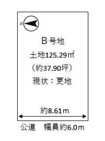 大原野上里勝山町（東向日駅）　２４００万円 土地価格2400万円、土地面積125.29m<sup>2</sup> 区画図です。