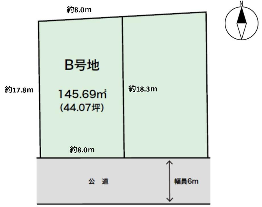 勝原区宮田（はりま勝原駅）　１２５０万円 土地価格1250万円、土地面積145.69m<sup>2</sup> 全体区画図