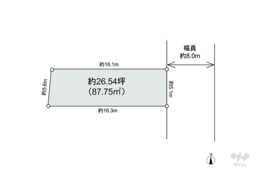 尾浜町２（尼崎駅）　２１９０万円 土地価格2190万円、土地面積87.75m<sup>2</sup> 区画図