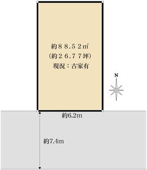 新町２（伏見桃山駅）　３５００万円 土地価格3500万円、土地面積88.52m<sup>2</sup> 区画図