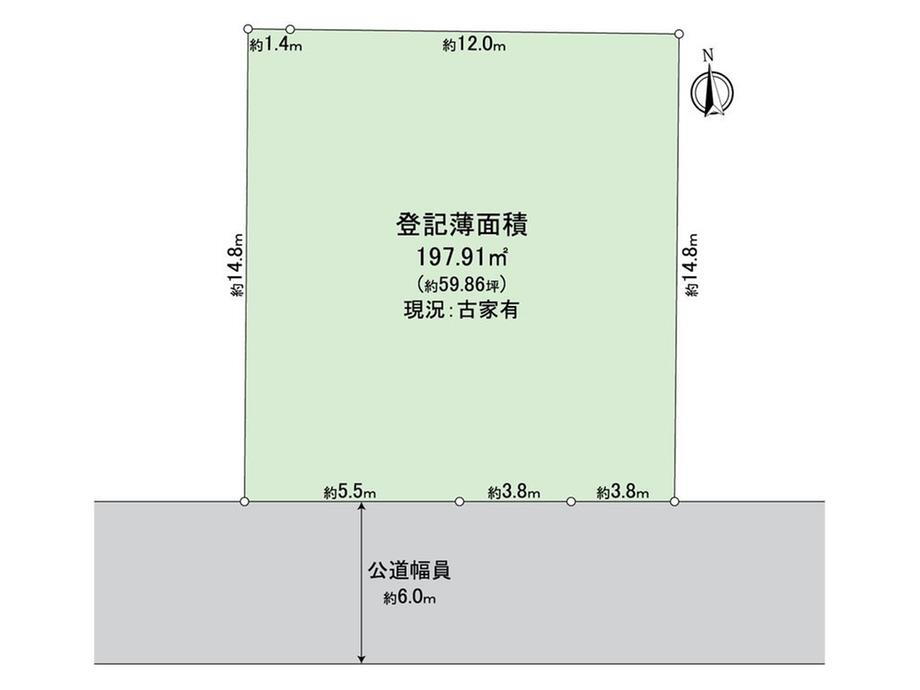 萩原台東２　２４８０万円 土地価格2480万円、土地面積197.91m<sup>2</sup> 整形地となっております。